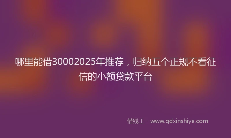 哪里能借30002025年推荐，归纳五个正规不看征信的小额贷款平台