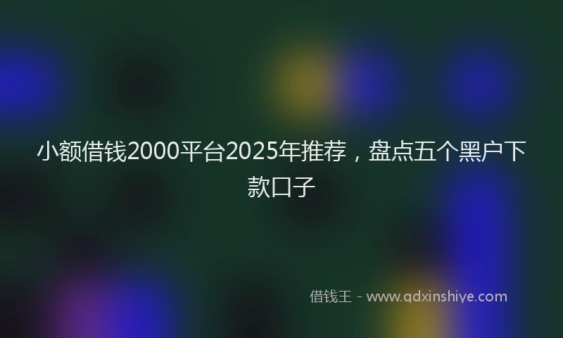 小额借钱2000平台2025年推荐，盘点五个黑户下款口子