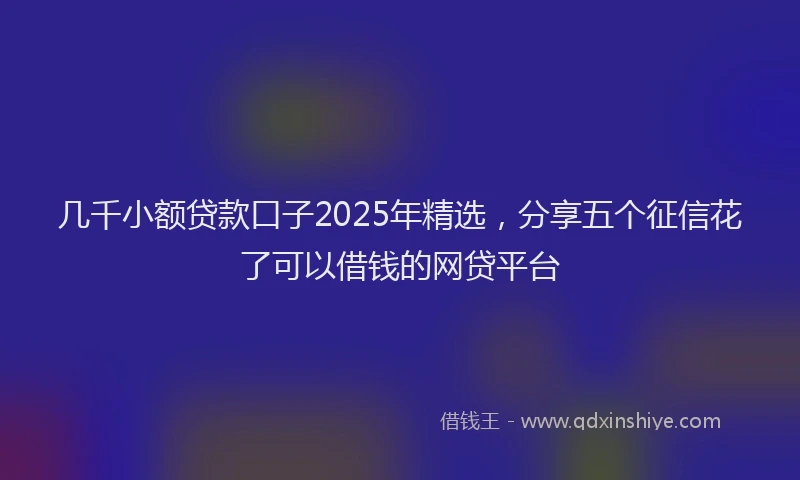 几千小额贷款口子2025年精选，分享五个征信花了可以借钱的网贷平台