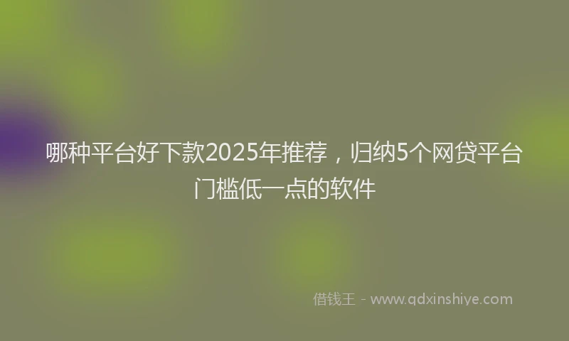 哪种平台好下款2025年推荐，归纳5个网贷平台门槛低一点的软件