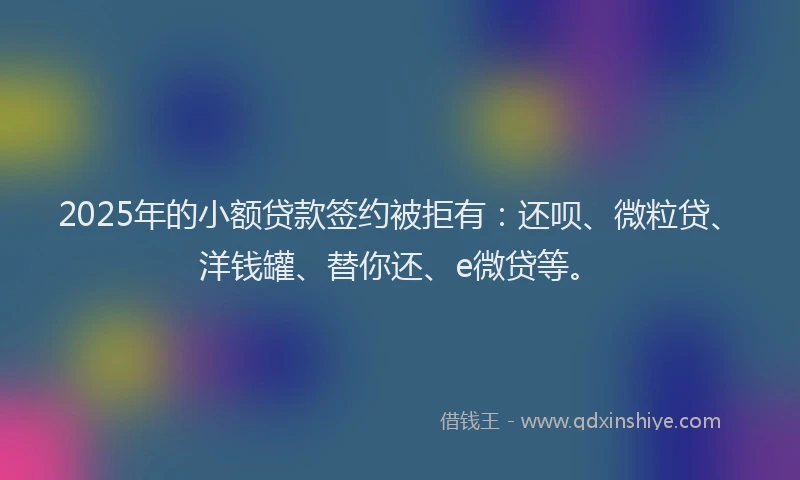 2025年的小额贷款签约被拒有：还呗、微粒贷、洋钱罐、替你还、e微贷等。