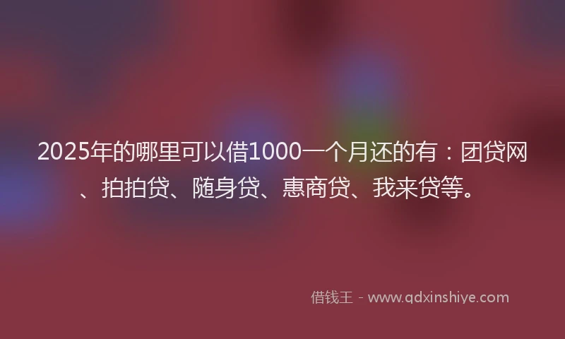 2025年的哪里可以借1000一个月还的有：团贷网、拍拍贷、随身贷、惠商贷、我来贷等。