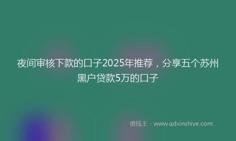 夜间审核下款的口子2025年推荐，分享五个苏州黑户贷款5万的口子