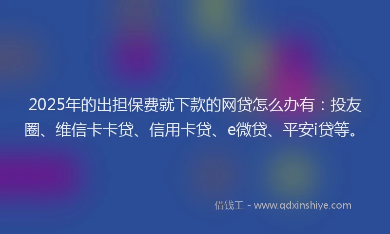 2025年的出担保费就下款的网贷怎么办有：投友圈、维信卡卡贷、信用卡贷、e微贷、平安i贷等。