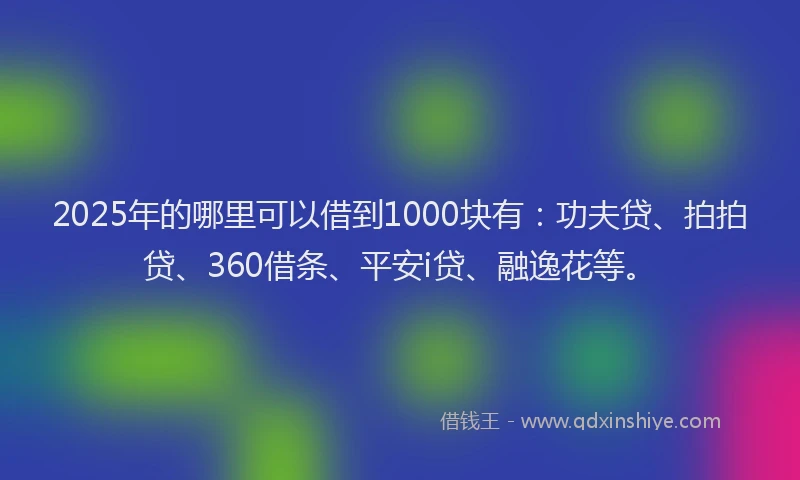 2025年的哪里可以借到1000块有：功夫贷、拍拍贷、360借条、平安i贷、融逸花等。