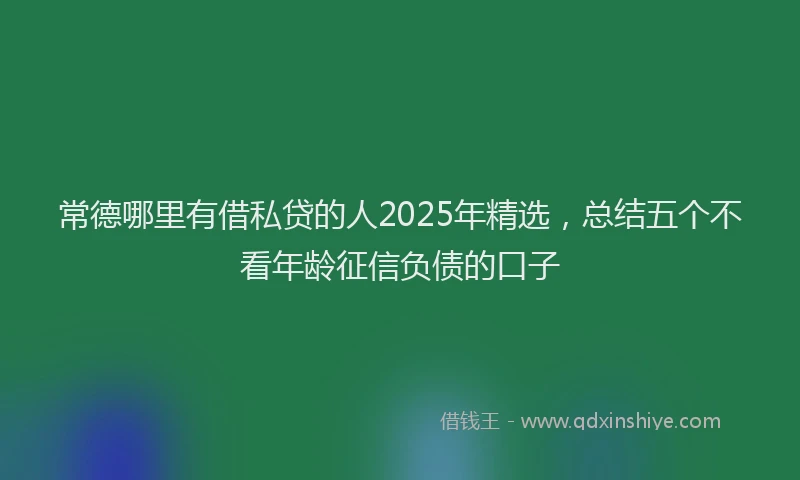 常德哪里有借私贷的人2025年精选，总结五个不看年龄征信负债的口子