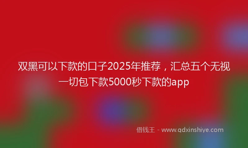 双黑可以下款的口子2025年推荐，汇总五个无视一切包下款5000秒下款的app