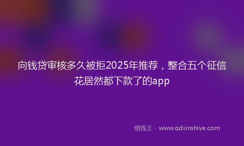 向钱贷审核多久被拒2025年推荐，整合五个征信花居然都下款了的app