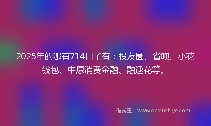 2025年的哪有714口子有：投友圈、省呗、小花钱包、中原消费金融、融逸花等。