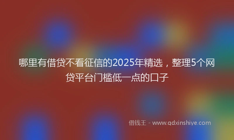 哪里有借贷不看征信的2025年精选，整理5个网贷平台门槛低一点的口子