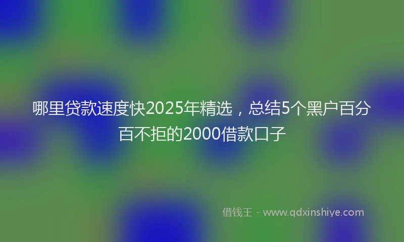 哪里贷款速度快2025年精选，总结5个黑户百分百不拒的2000借款口子