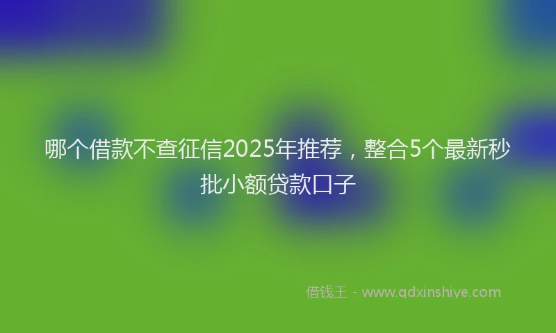 哪个借款不查征信2025年推荐，整合5个最新秒批小额贷款口子