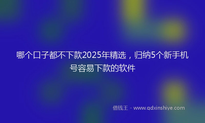 哪个口子都不下款2025年精选，归纳5个新手机号容易下款的软件