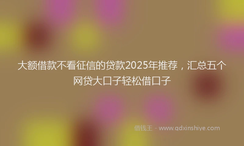 大额借款不看征信的贷款2025年推荐，汇总五个网贷大口子轻松借口子