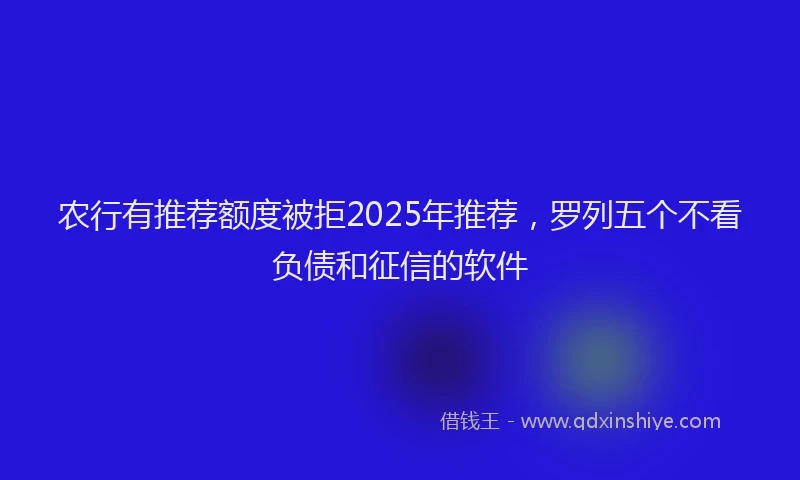 农行有推荐额度被拒2025年推荐，罗列五个不看负债和征信的软件
