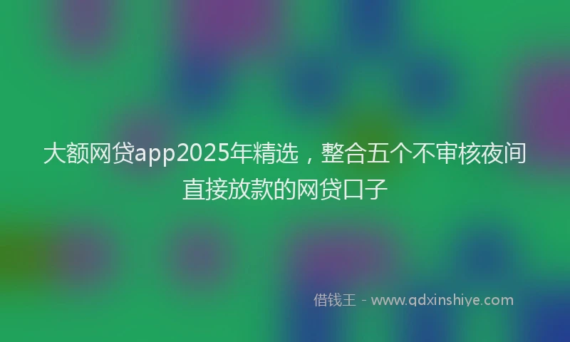 大额网贷app2025年精选，整合五个不审核夜间直接放款的网贷口子