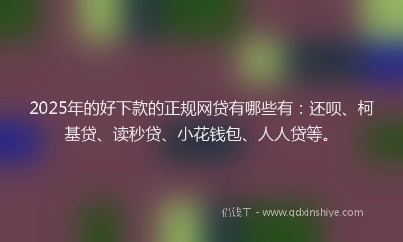 2025年的好下款的正规网贷有哪些有：还呗、柯基贷、读秒贷、小花钱包、人人贷等。