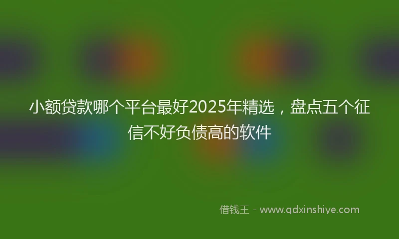 小额贷款哪个平台最好2025年精选，盘点五个征信不好负债高的软件