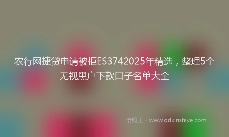 农行网捷贷申请被拒ES3742025年精选，整理5个无视黑户下款口子名单大全