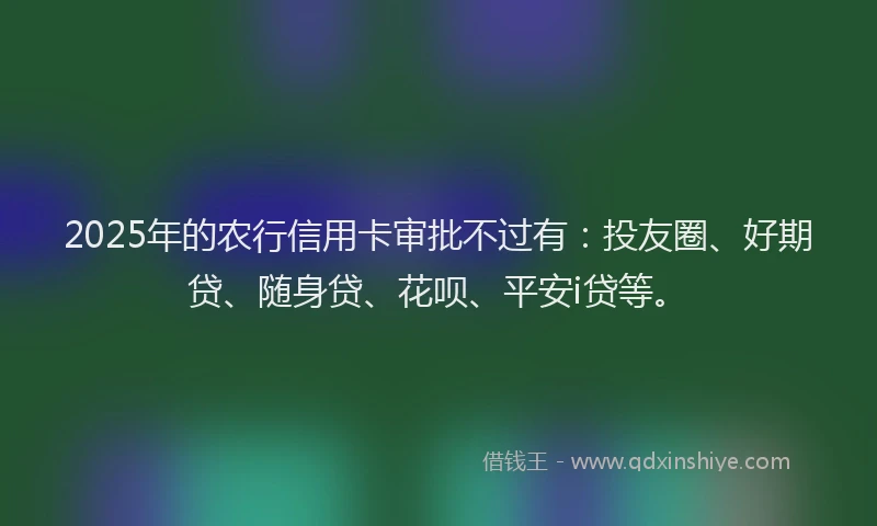 2025年的农行信用卡审批不过有：投友圈、好期贷、随身贷、花呗、平安i贷等。