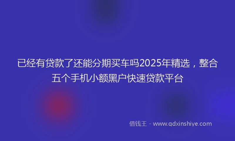 已经有贷款了还能分期买车吗2025年精选，整合五个手机小额黑户快速贷款平台