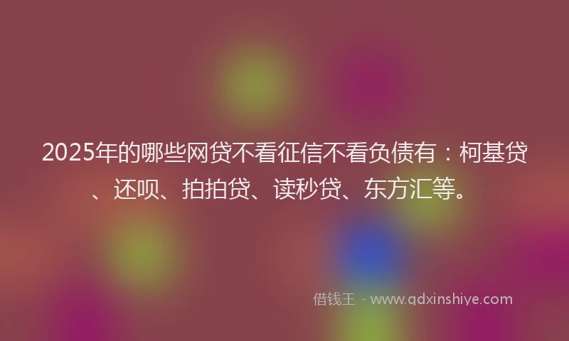 2025年的哪些网贷不看征信不看负债有：柯基贷、还呗、拍拍贷、读秒贷、东方汇等。