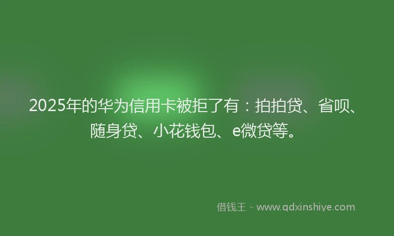 2025年的华为信用卡被拒了有：拍拍贷、省呗、随身贷、小花钱包、e微贷等。