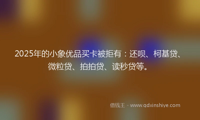 2025年的小象优品买卡被拒有：还呗、柯基贷、微粒贷、拍拍贷、读秒贷等。