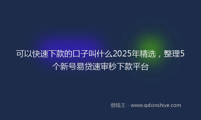 可以快速下款的口子叫什么2025年精选，整理5个新号易贷速审秒下款平台