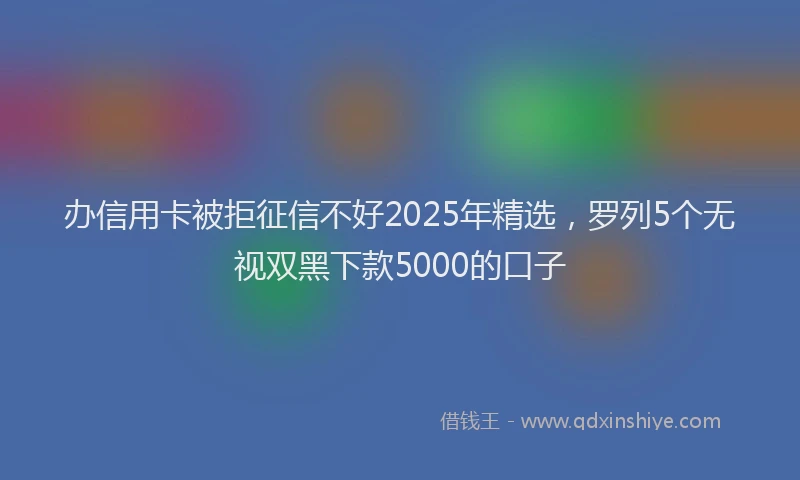 办信用卡被拒征信不好2025年精选，罗列5个无视双黑下款5000的口子