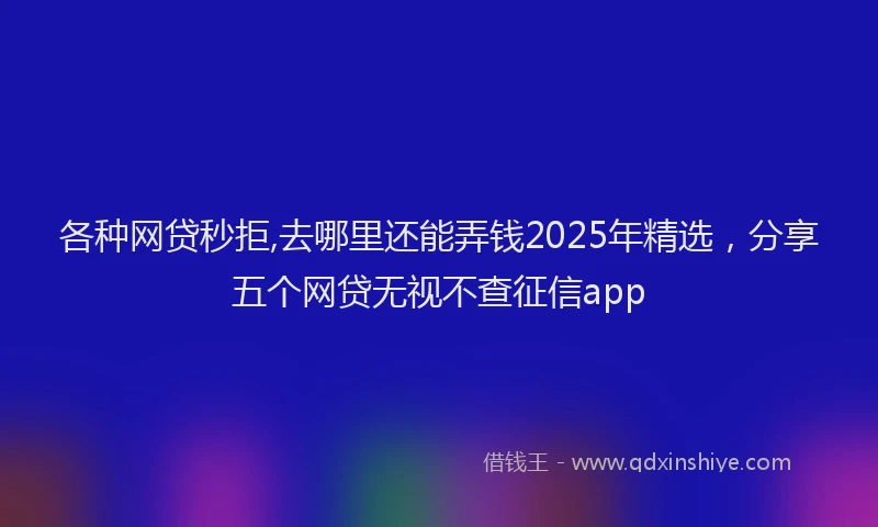 各种网贷秒拒,去哪里还能弄钱2025年精选，分享五个网贷无视不查征信app