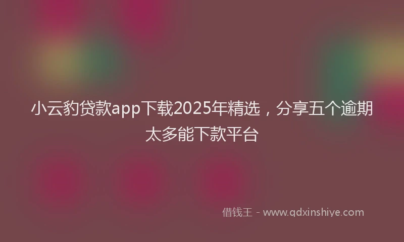 小云豹贷款app下载2025年精选，分享五个逾期太多能下款平台