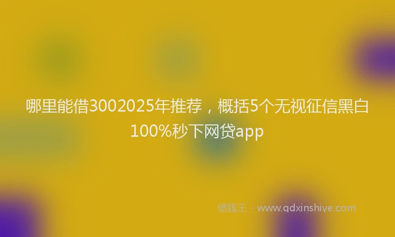 哪里能借3002025年推荐，概括5个无视征信黑白100%秒下网贷app