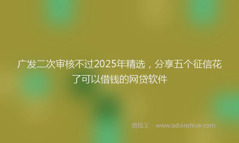 广发二次审核不过2025年精选，分享五个征信花了可以借钱的网贷软件