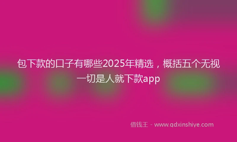 包下款的口子有哪些2025年精选，概括五个无视一切是人就下款app