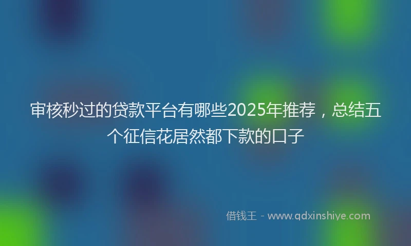 审核秒过的贷款平台有哪些2025年推荐，总结五个征信花居然都下款的口子