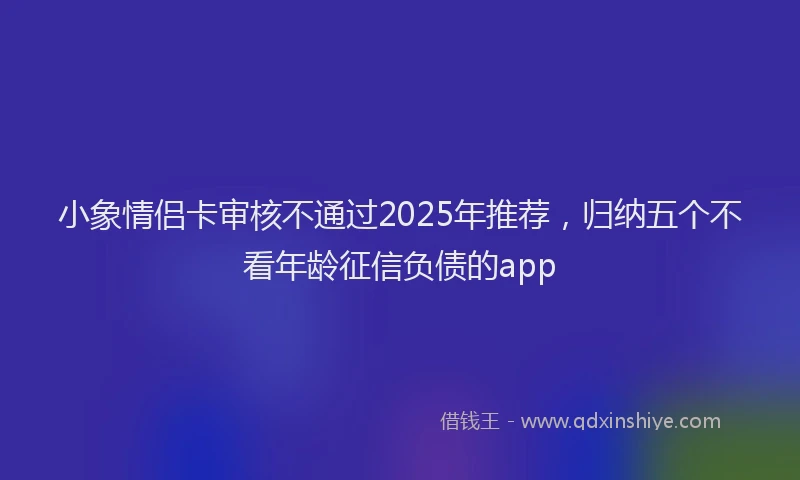 小象情侣卡审核不通过2025年推荐，归纳五个不看年龄征信负债的app