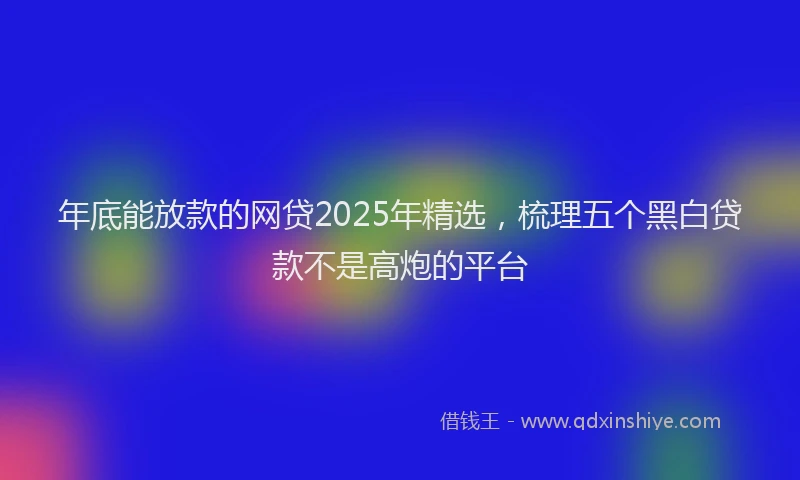 年底能放款的网贷2025年精选，梳理五个黑白贷款不是高炮的平台