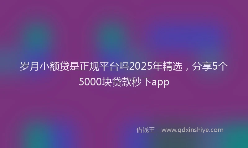 岁月小额贷是正规平台吗2025年精选，分享5个5000块贷款秒下app