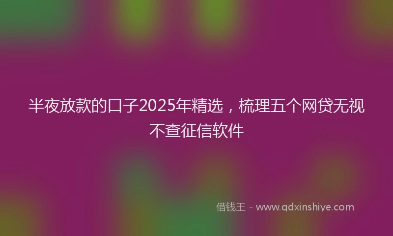 半夜放款的口子2025年精选，梳理五个网贷无视不查征信软件