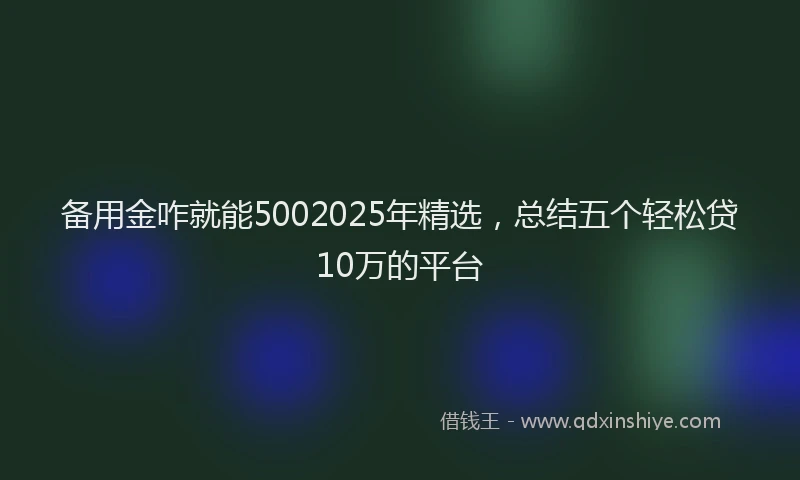 备用金咋就能5002025年精选，总结五个轻松贷10万的平台