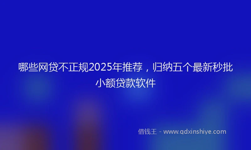 哪些网贷不正规2025年推荐，归纳五个最新秒批小额贷款软件