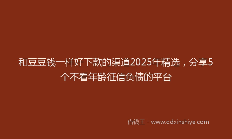 和豆豆钱一样好下款的渠道2025年精选，分享5个不看年龄征信负债的平台