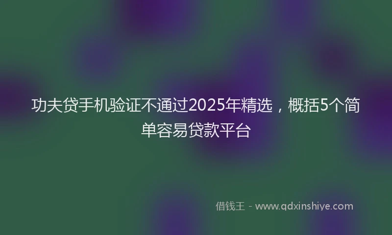 功夫贷手机验证不通过2025年精选，概括5个简单容易贷款平台