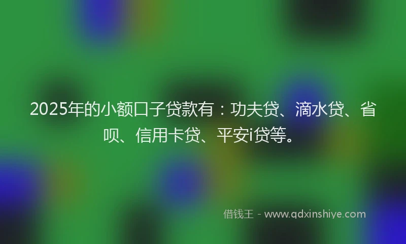 2025年的小额口子贷款有：功夫贷、滴水贷、省呗、信用卡贷、平安i贷等。