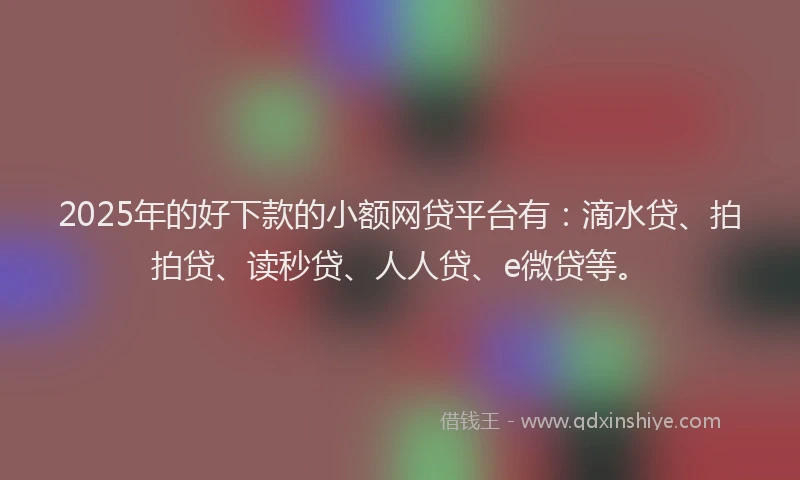 2025年的好下款的小额网贷平台有：滴水贷、拍拍贷、读秒贷、人人贷、e微贷等。