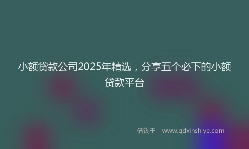 小额贷款公司2025年精选，分享五个必下的小额贷款平台