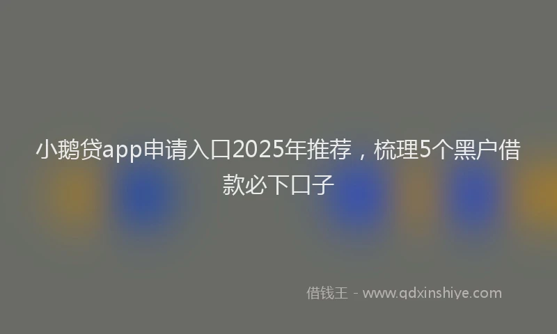 小鹅贷app申请入口2025年推荐，梳理5个黑户借款必下口子