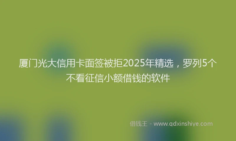 厦门光大信用卡面签被拒2025年精选，罗列5个不看征信小额借钱的软件