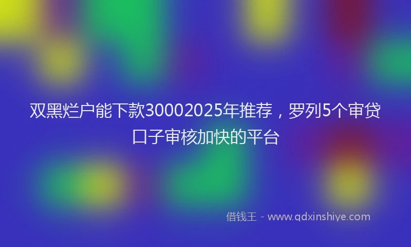 双黑烂户能下款30002025年推荐，罗列5个审贷口子审核加快的平台